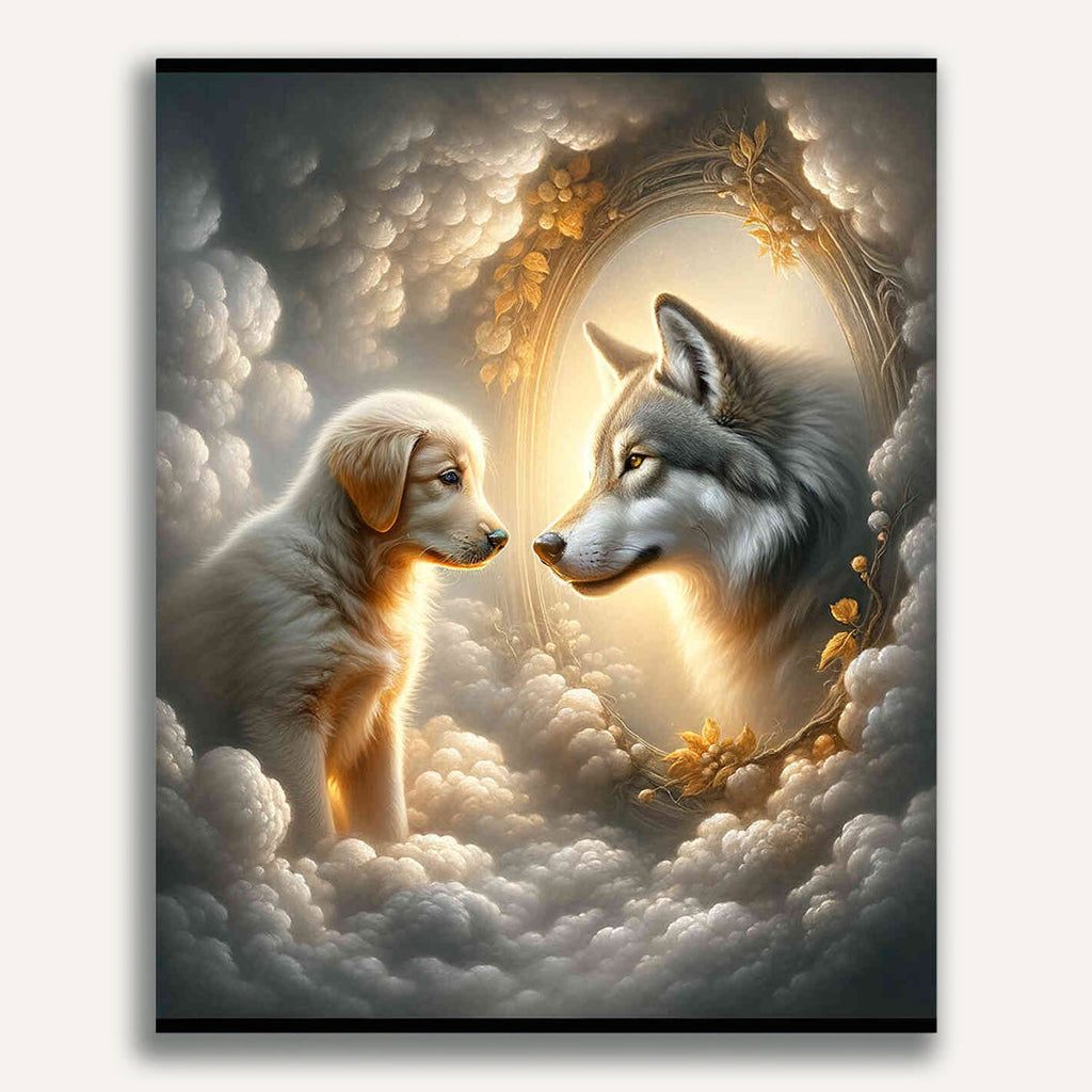 Paint by Numbers - Goldenretriver, Wolf, Mirror image