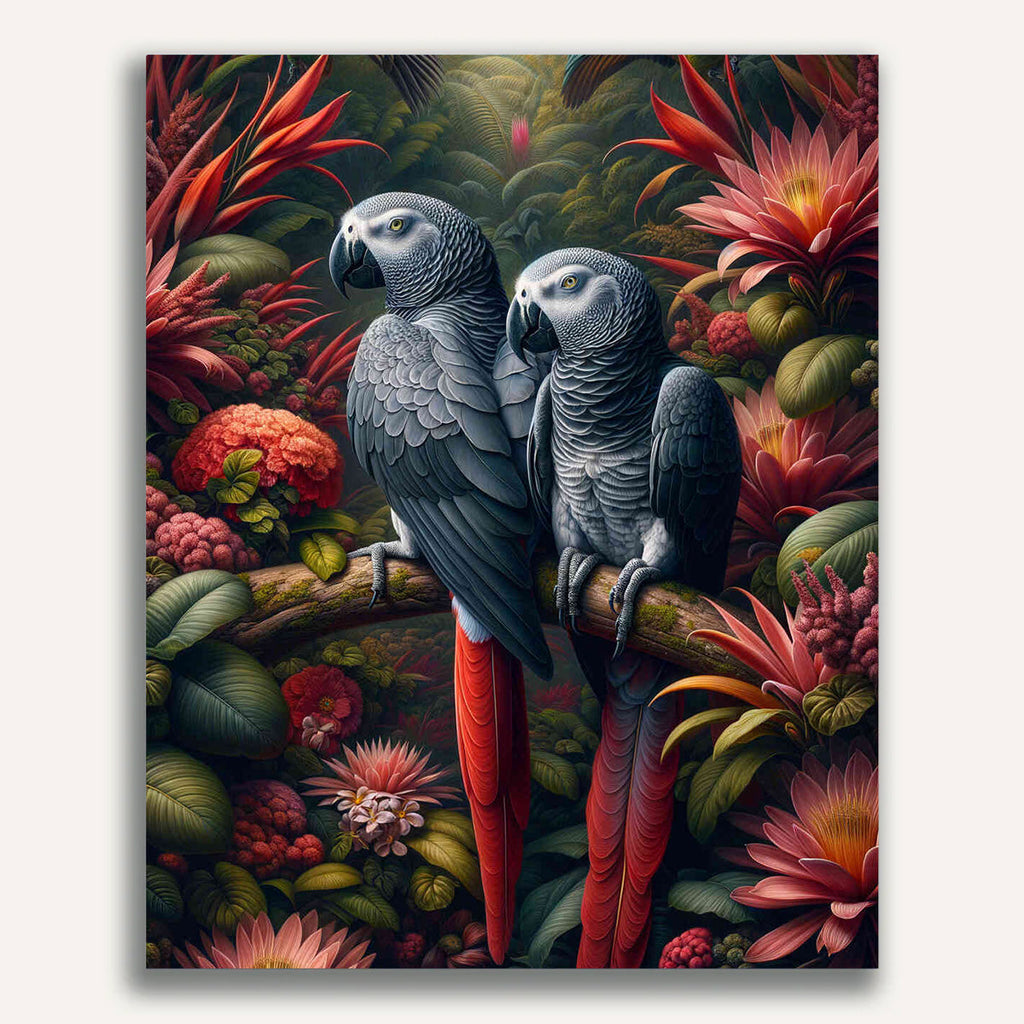 Paint by Numbers - Grey Parrots