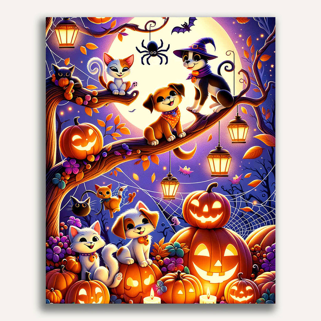 Paint by Numbers - Halloween Cats Dogs Spider