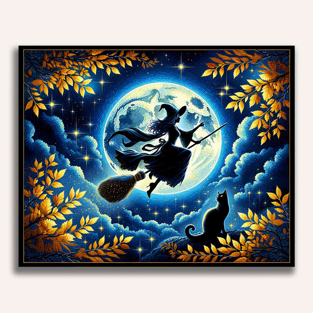 Paint by Numbers - Halloween Witch Rides on Brooms