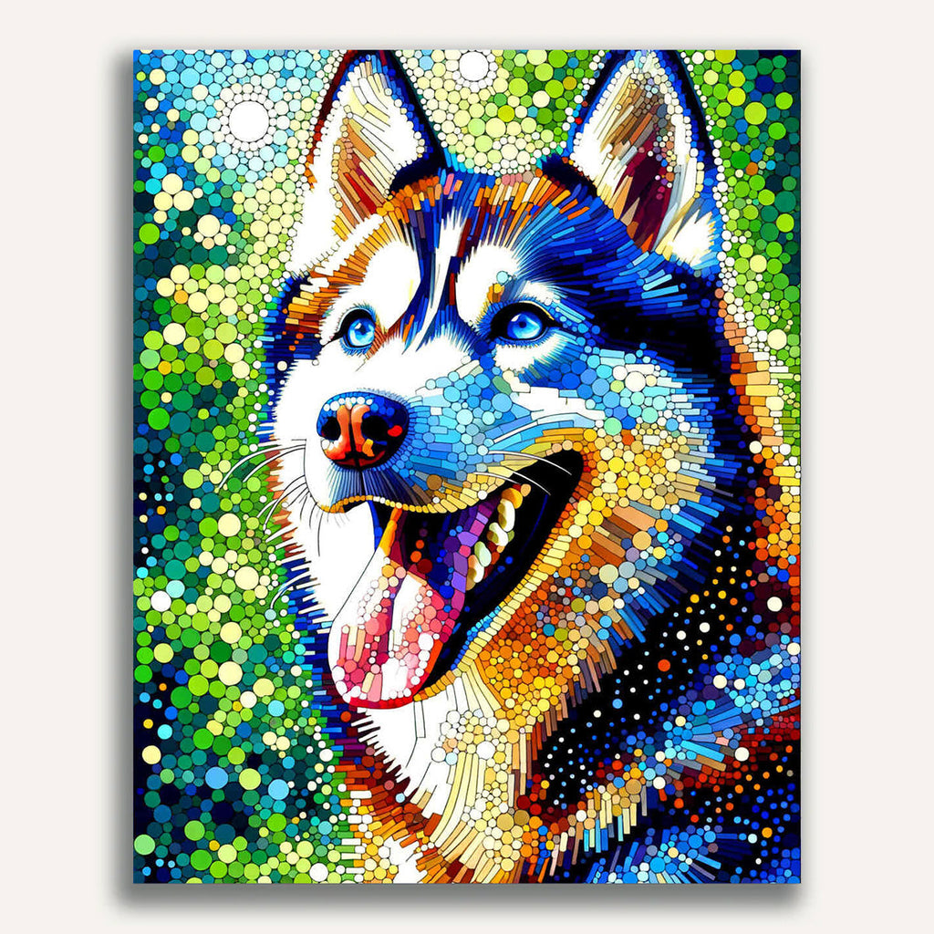 Paint by Numbers - Happy husky, portrait