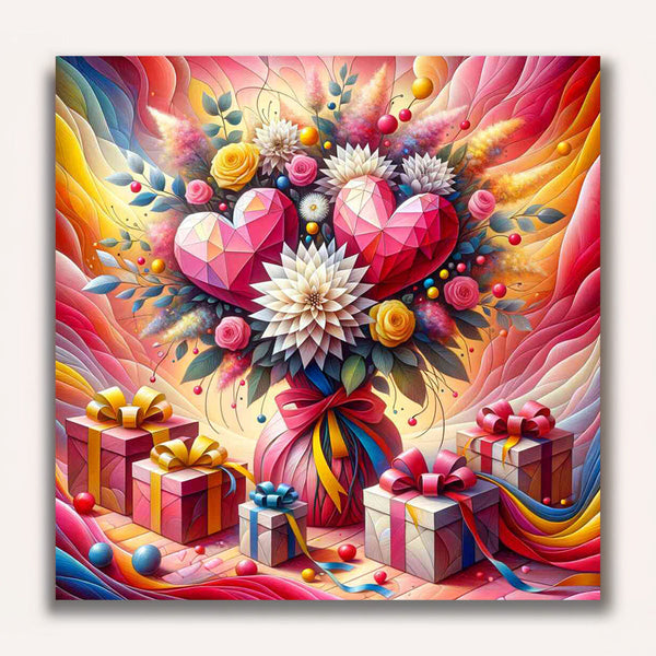 Paint by Numbers - Heart flower bouquet