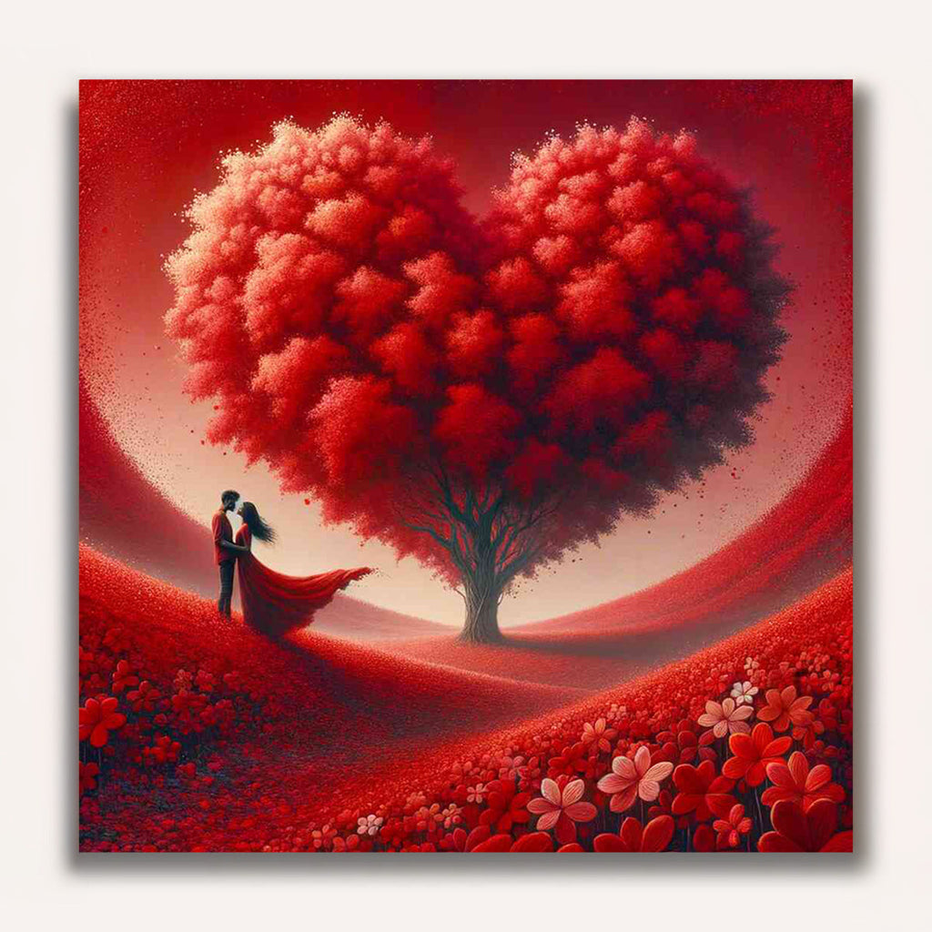 Paint by Numbers - Heart tree, red