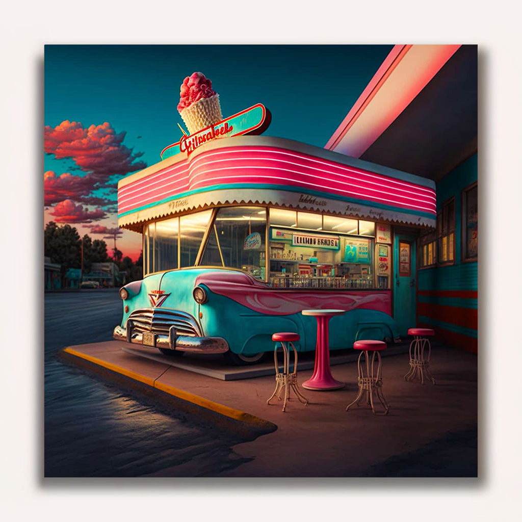 Paint by Numbers - Historical gas station and car legend