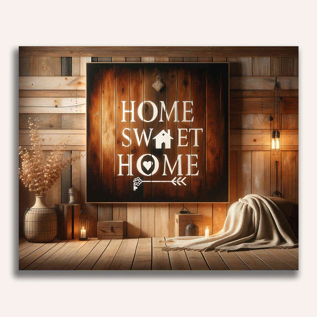 Paint by Numbers - Home sweet home, wood look