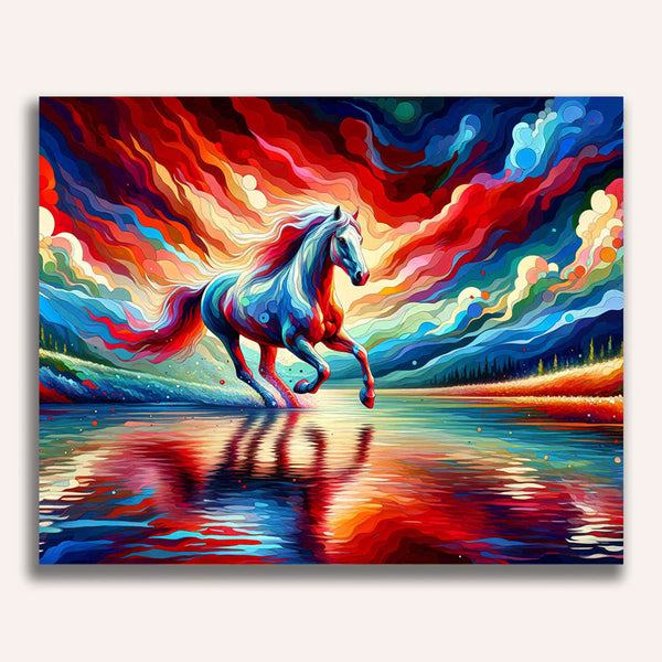Paint by Numbers - Horse, abstract landscape