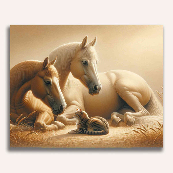 Paint by Numbers - Horses and cat