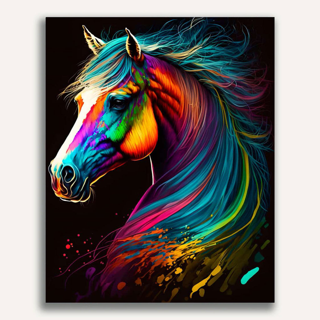 Paint by Numbers - Horse sideways colorful