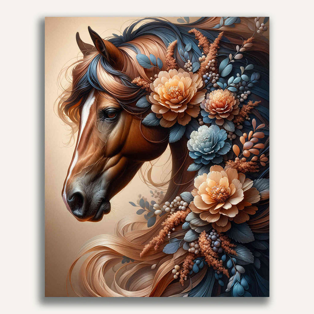 Paint by Numbers - Horse with Flowers