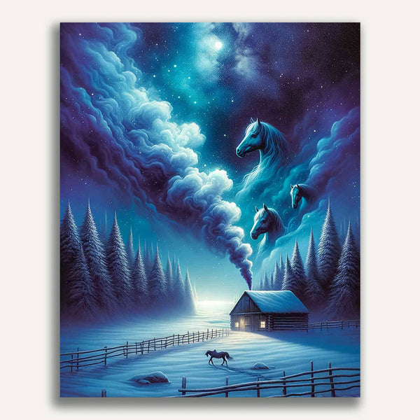 Paint by Numbers - Horses Smoke Winter