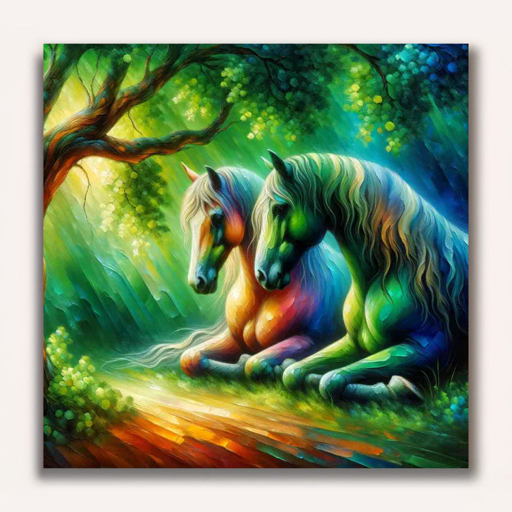 Paint by Numbers - Horses Under the Tree