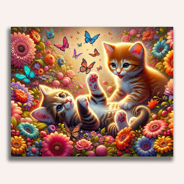 Paint by Numbers - Kitten catch butterfly