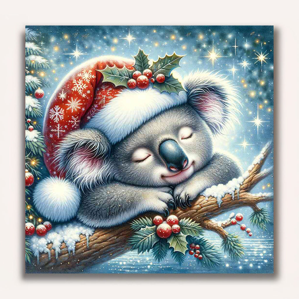 Paint by Numbers - Koala with Christmas hat
