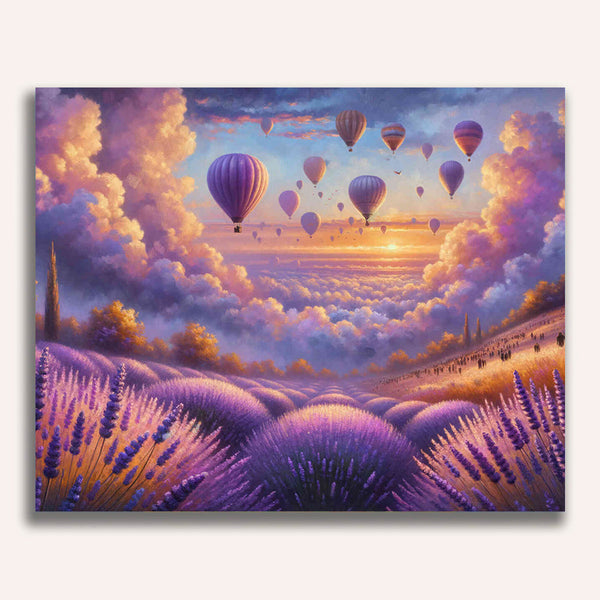 Paint by Numbers - Lavender field, hot air balloon