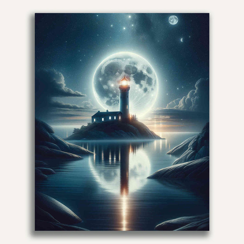 Paint by Numbers - Lighthouse, full moon