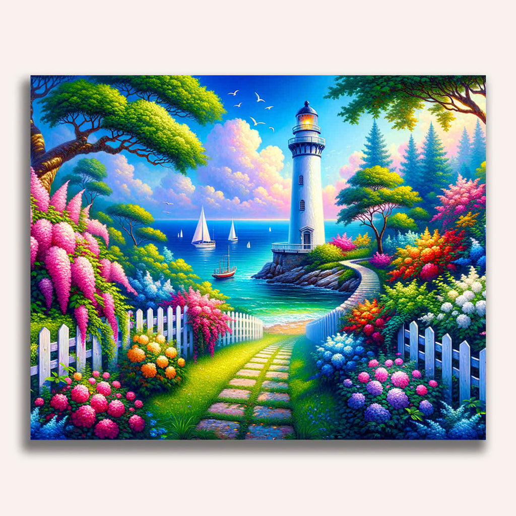 Paint by Numbers - Lighthouse, garden