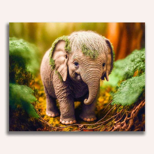 Paint by Numbers - Little elephant in the forest