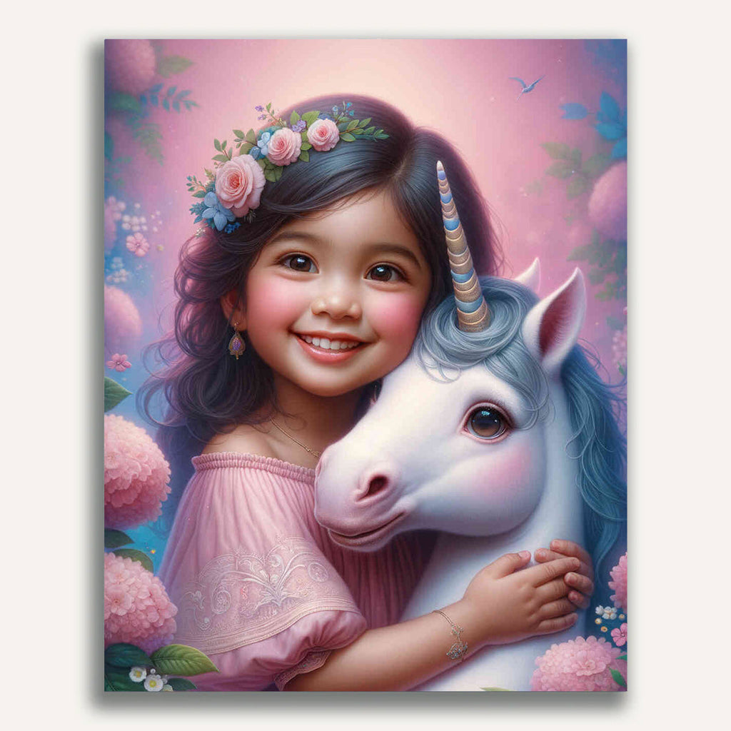 Paint by Numbers - Little girl with unicorn