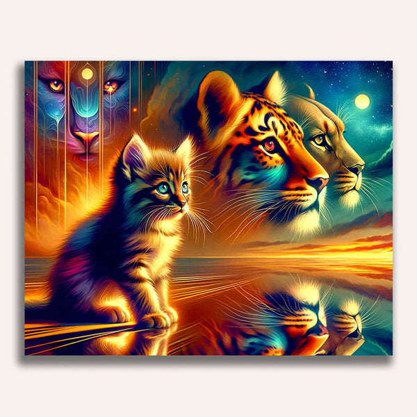 Paint by Numbers - Look into the future, leopard, lion, tiger