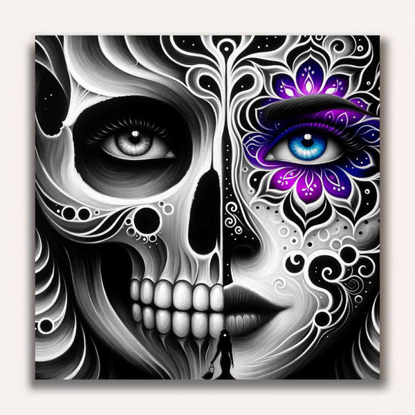 Paint by Numbers - Loose Muertos Black and White and Purple