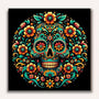 Paint by Numbers - Los Muertos, flowers and skull