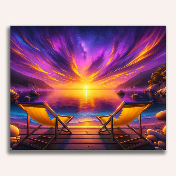 Paint by Numbers - Deck chairs in the sunset