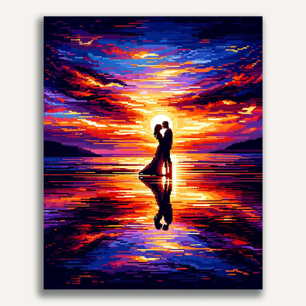 Paint by Numbers - Love Heart in the Sand Sunset