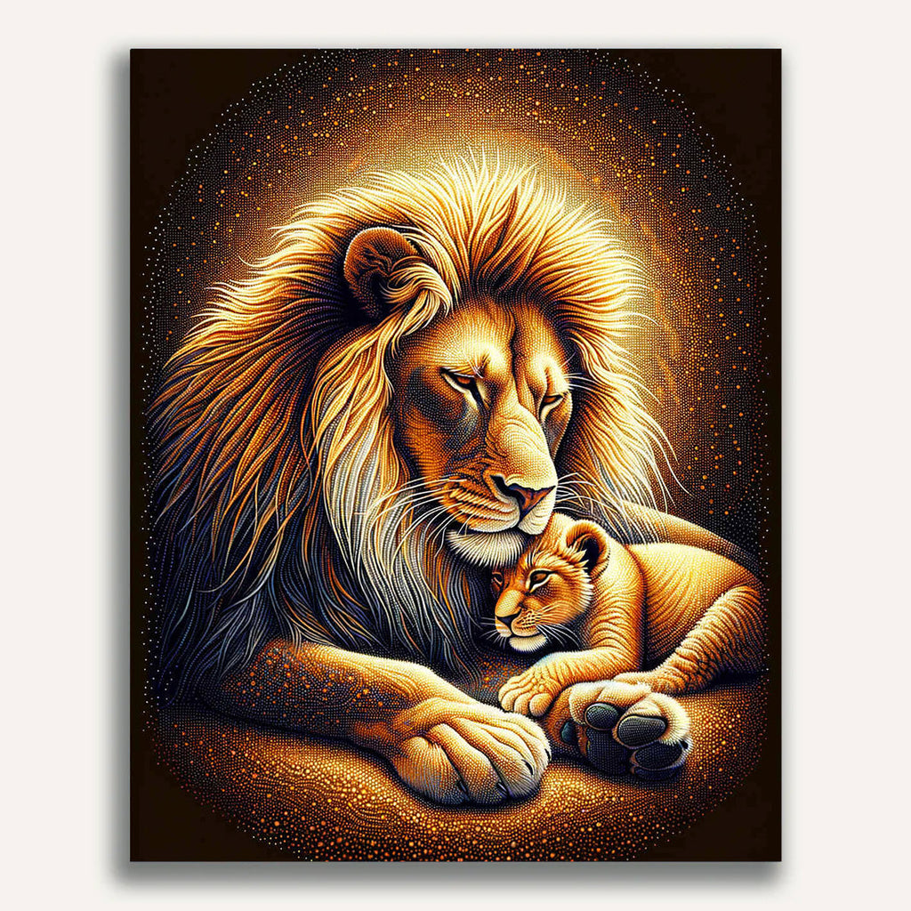 Paint by Numbers - Lion and child, intimate