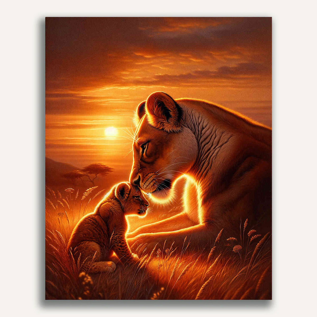 Paint by Numbers - Lioness with child, cuddles