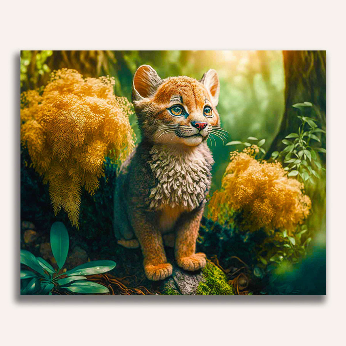 Paint by Numbers - Lynx sitting on trunk