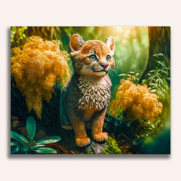 Paint by Numbers - Lynx sitting on trunk