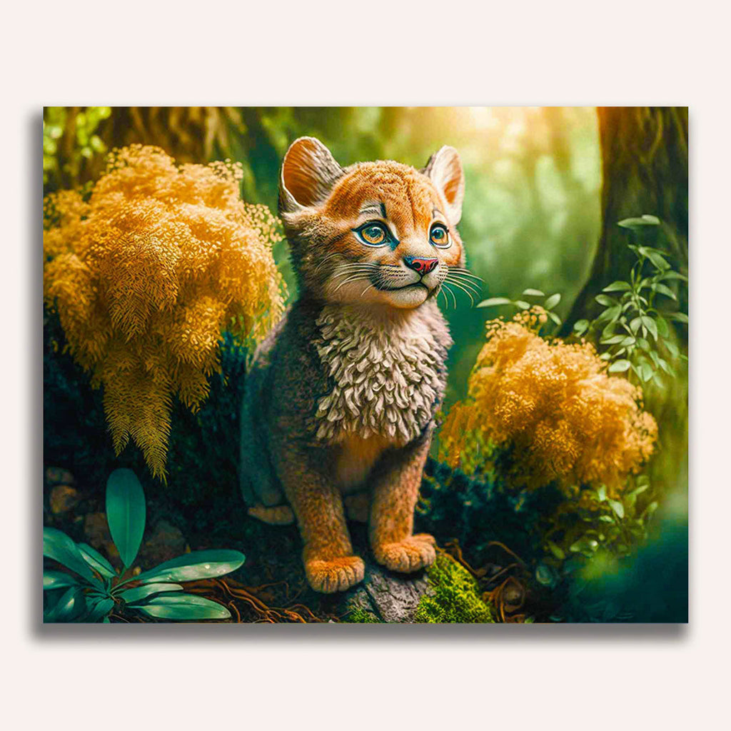 Paint by Numbers - Lynx sitting on trunk