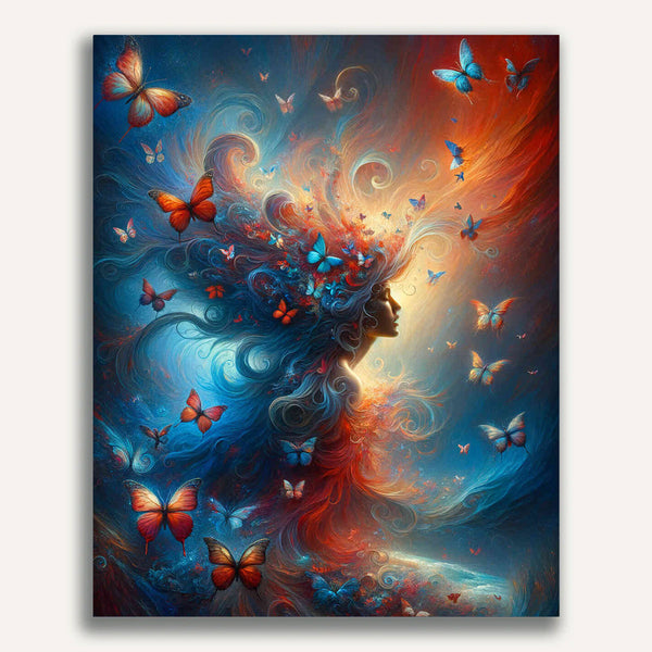 Paint by Numbers - Painted woman with butterflies