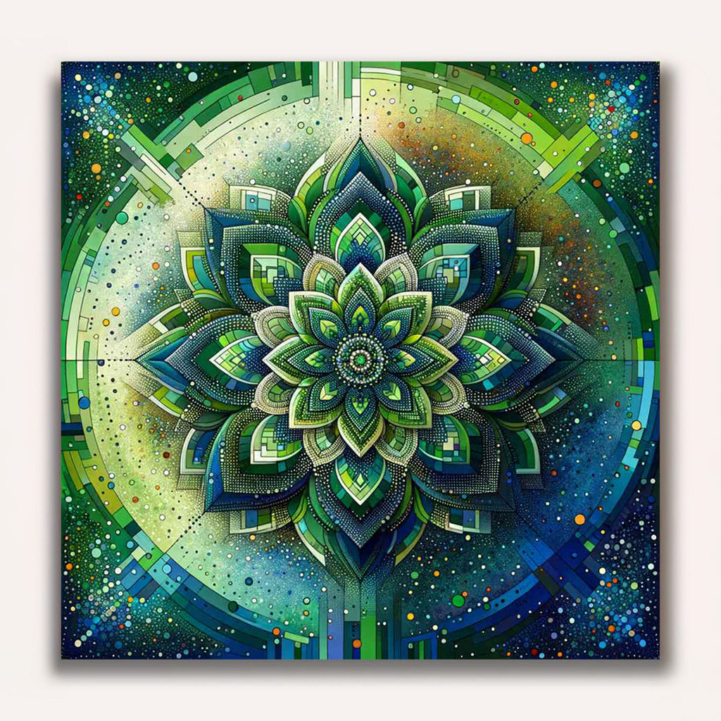 Paint by Numbers - Mandala in green and blue