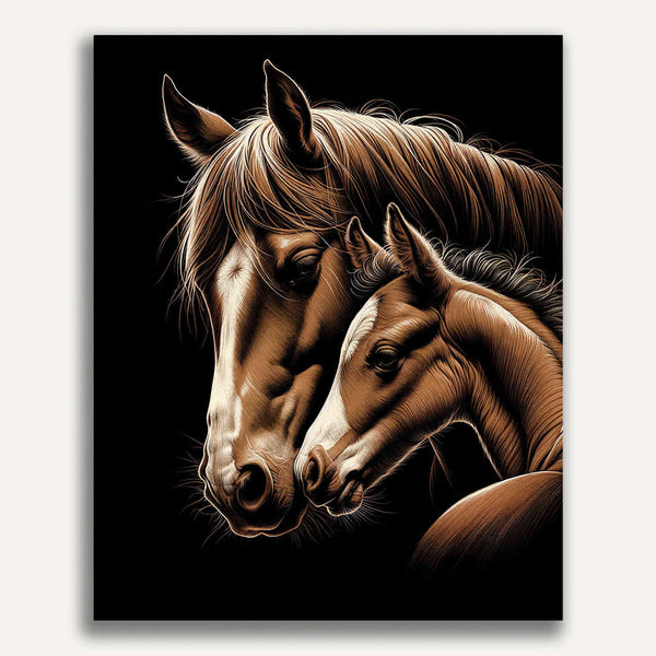 Paint by Numbers - Mare with foal