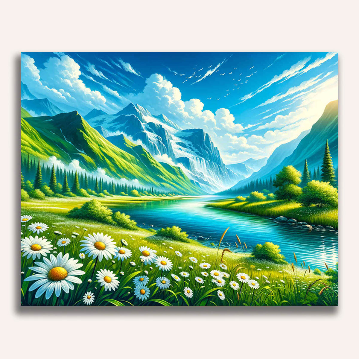 Paint by Numbers - Margerithenwiese in the Mountains