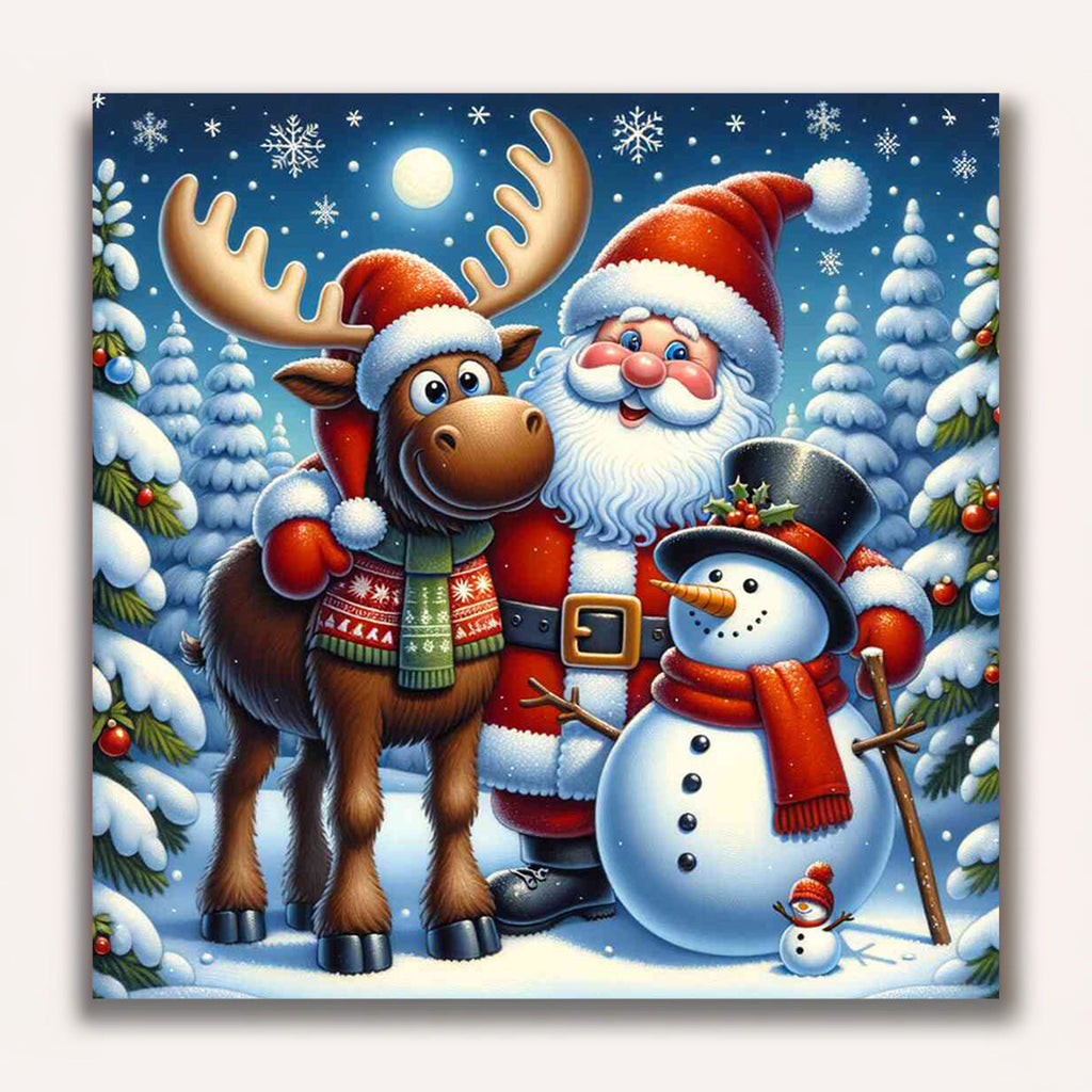 Paint by Numbers - Merry Christmas Elk and Snowman