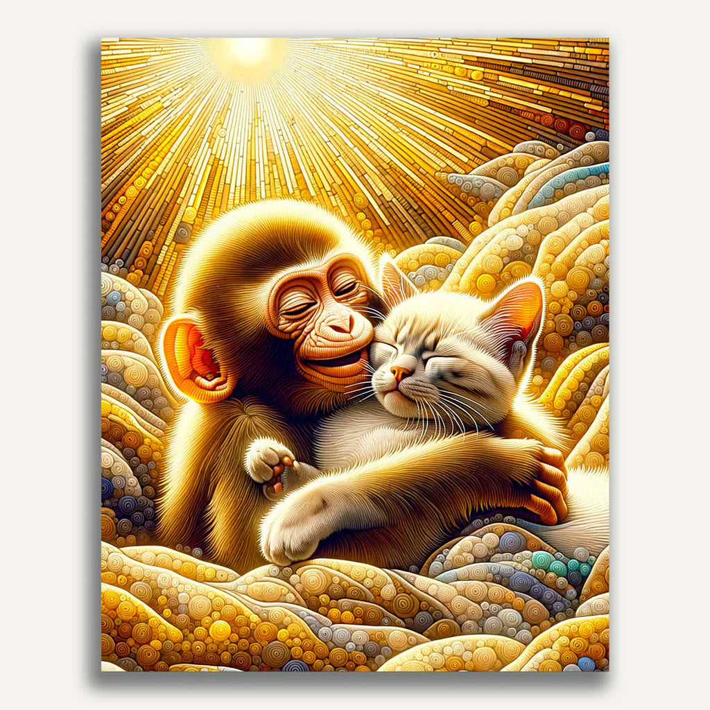 Paint by Numbers - Monkey and Cat Friends