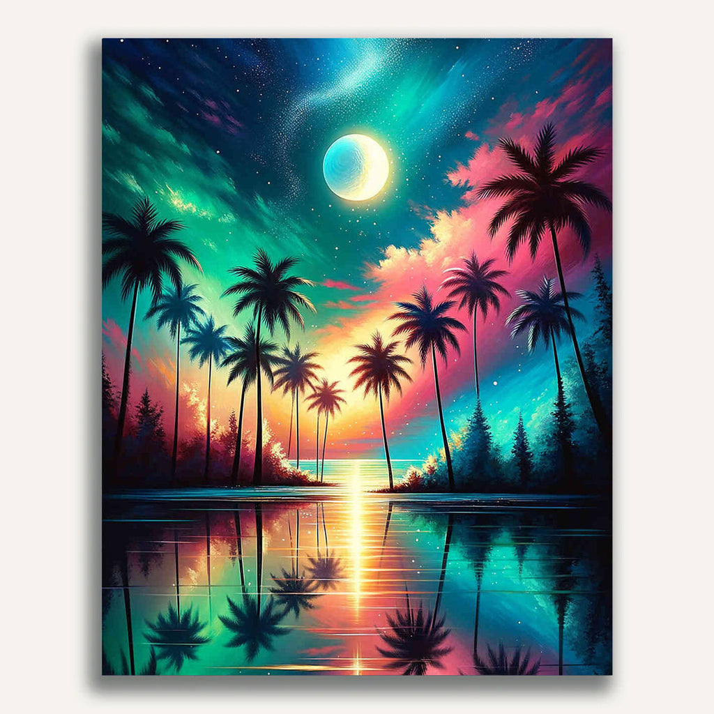 Paint by Numbers - Moon and Shadow Palms