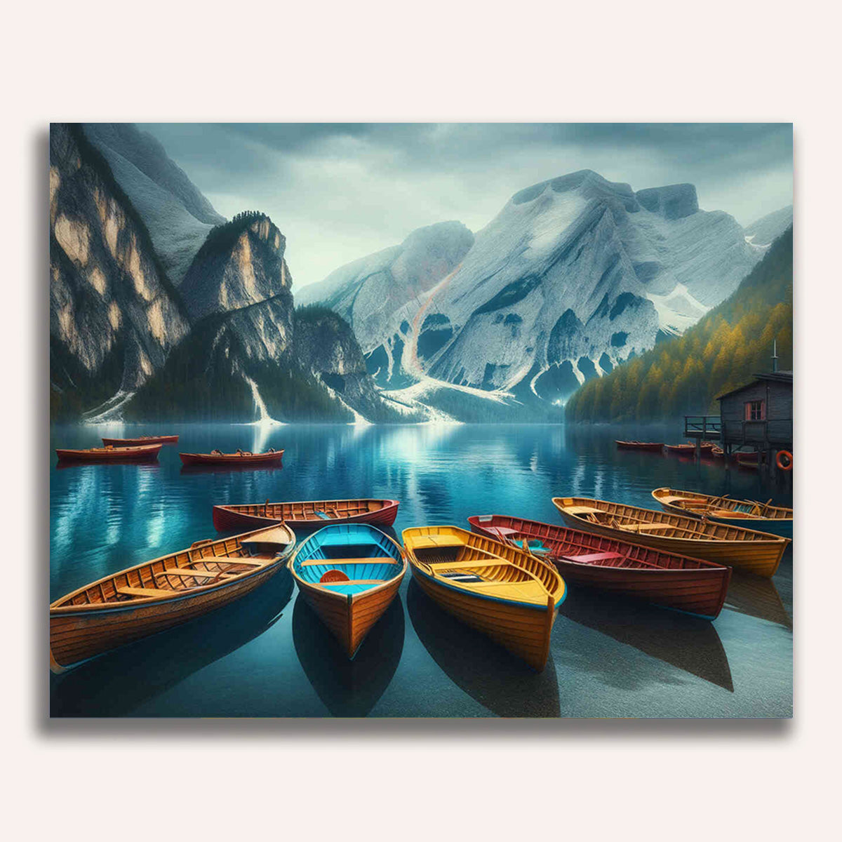 Paint by Numbers - Mountain lake, boats