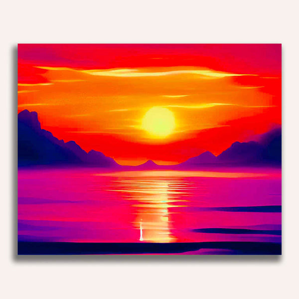 Paint by Numbers - Mountains sea and sunrise