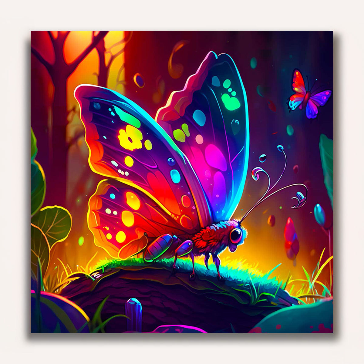 Paint by Numbers - Neon butterfly in the magic forest
