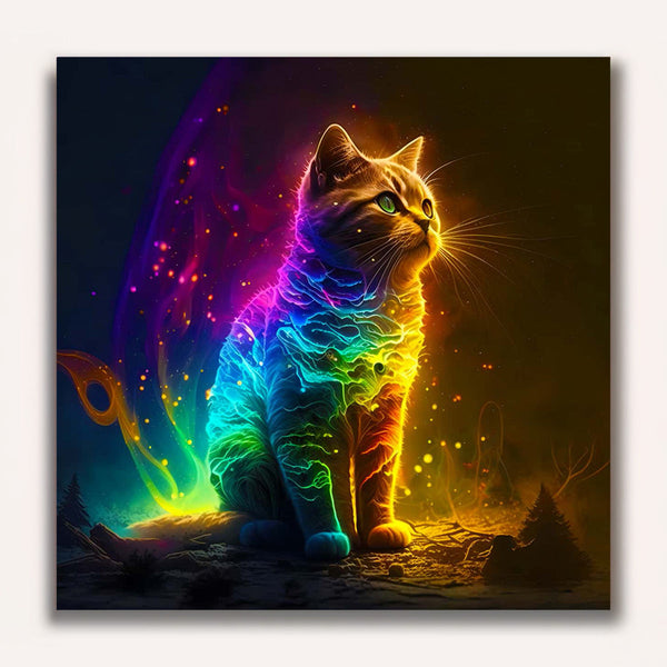 Paint by Numbers - Neon cat in space