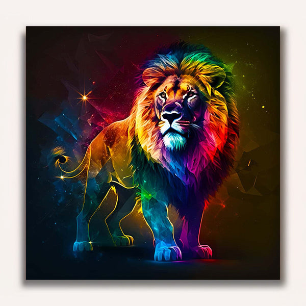 Paint by Numbers - Neon lion in space