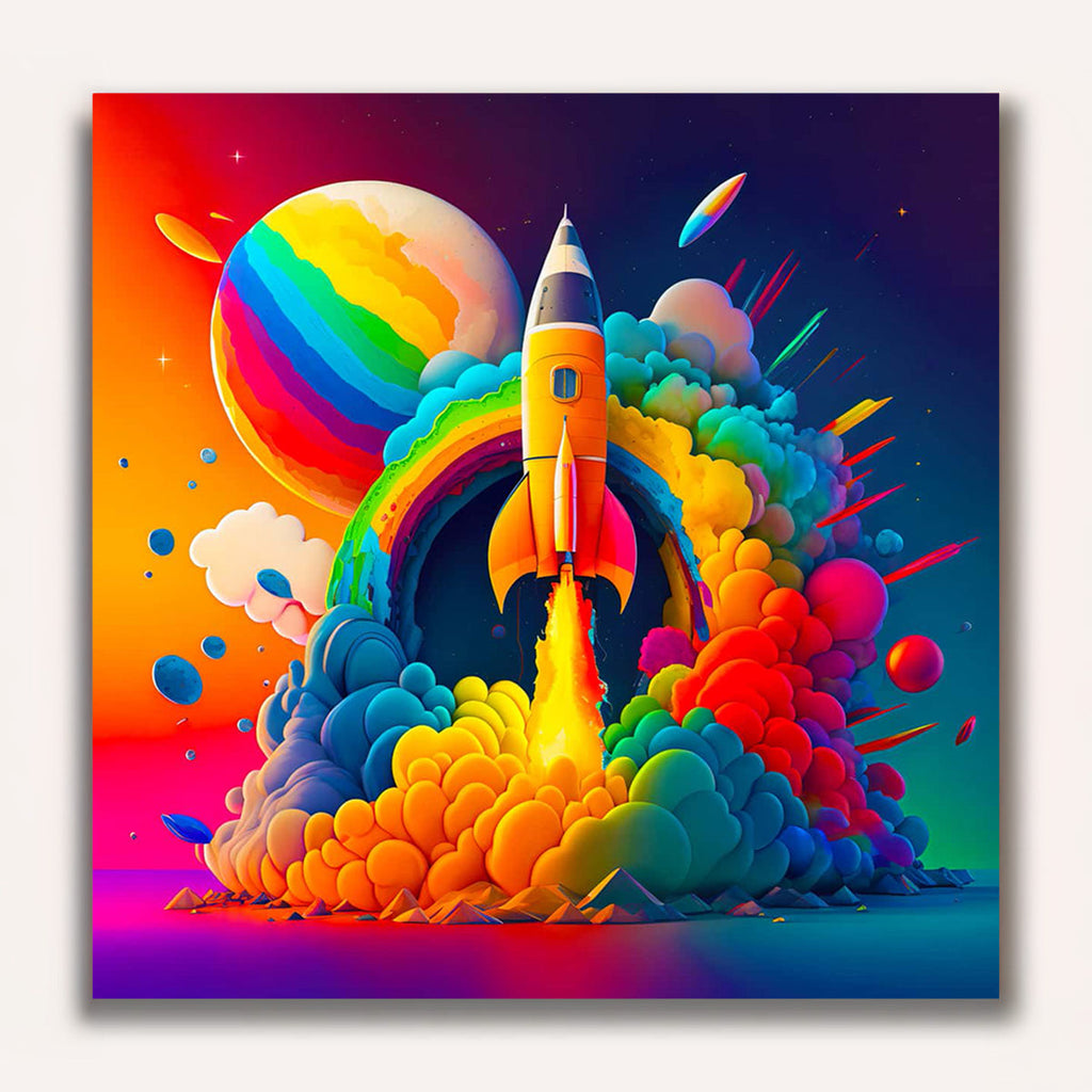 Paint by Numbers - Neon rocket takes off