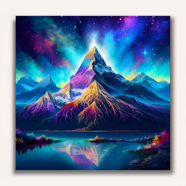 Paint by Numbers - Northern lights over mountain