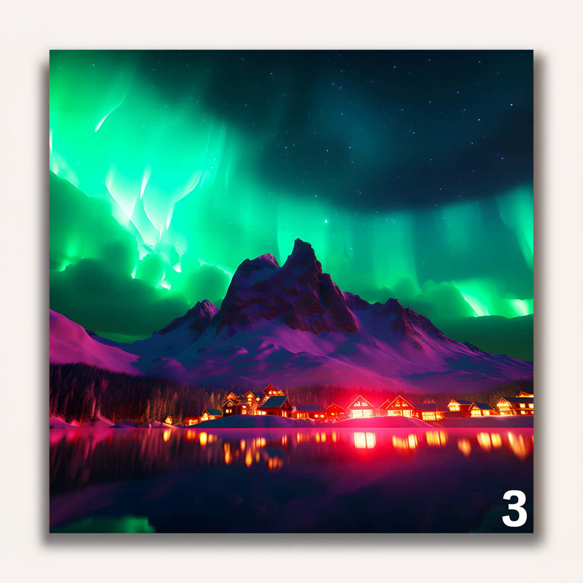 Paint by Numbers - Northern lights over the city