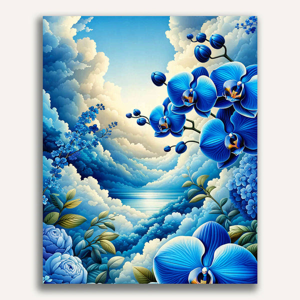 Paint by Numbers - Orchid in blue