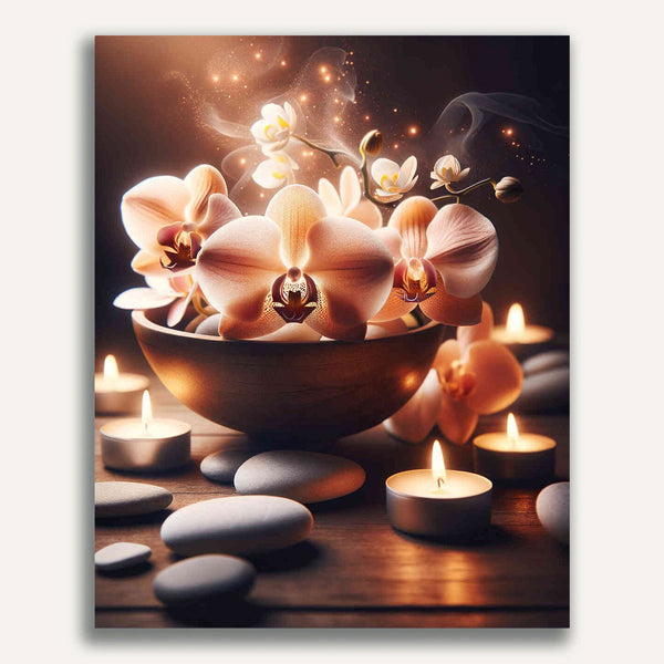 Paint by Numbers - Orchid, tea lights peach color