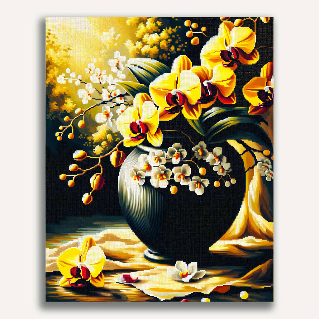 Paint by Numbers - Orchid, yellow in vase